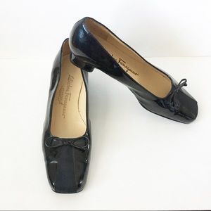 Salvatore Ferragamo Black Patent Leather Heels